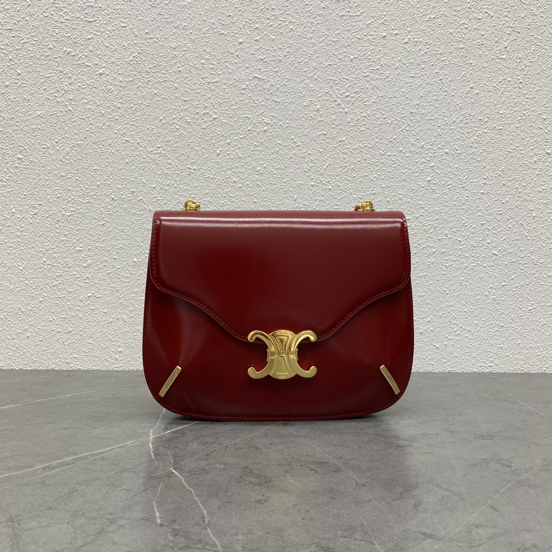 Celine Triumphal Arch Chain Square Bag In Smooth Calfskin Red 199273